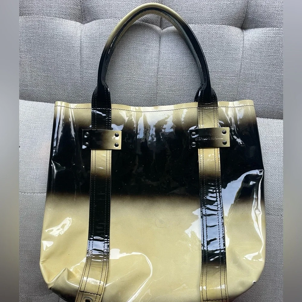 stephane verdino  Black and Gold Tote Bag big handbag  gloss - Picture 2 of 12